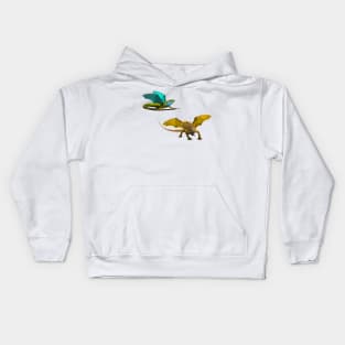 Yellow and Blue Dragon on Pink Kids Hoodie